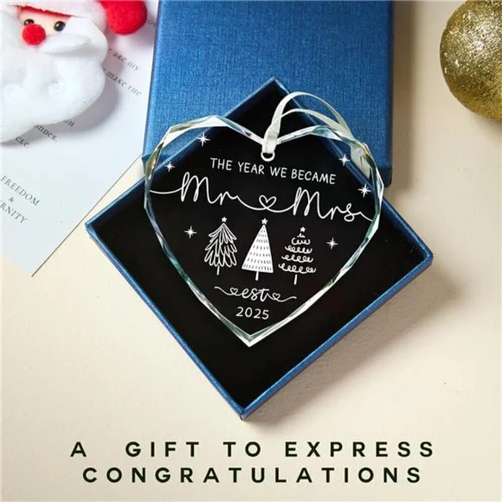 2025 Mr & Mrs Christmas Ornament – Heart-Shaped First Christmas Keepsake